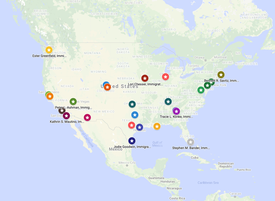 Map of Immigration Attorneys